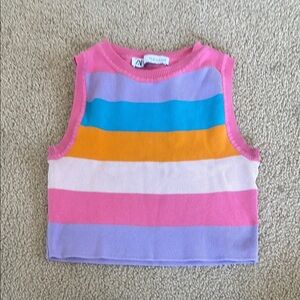 Zara Pink and Purple Striped Tank Top